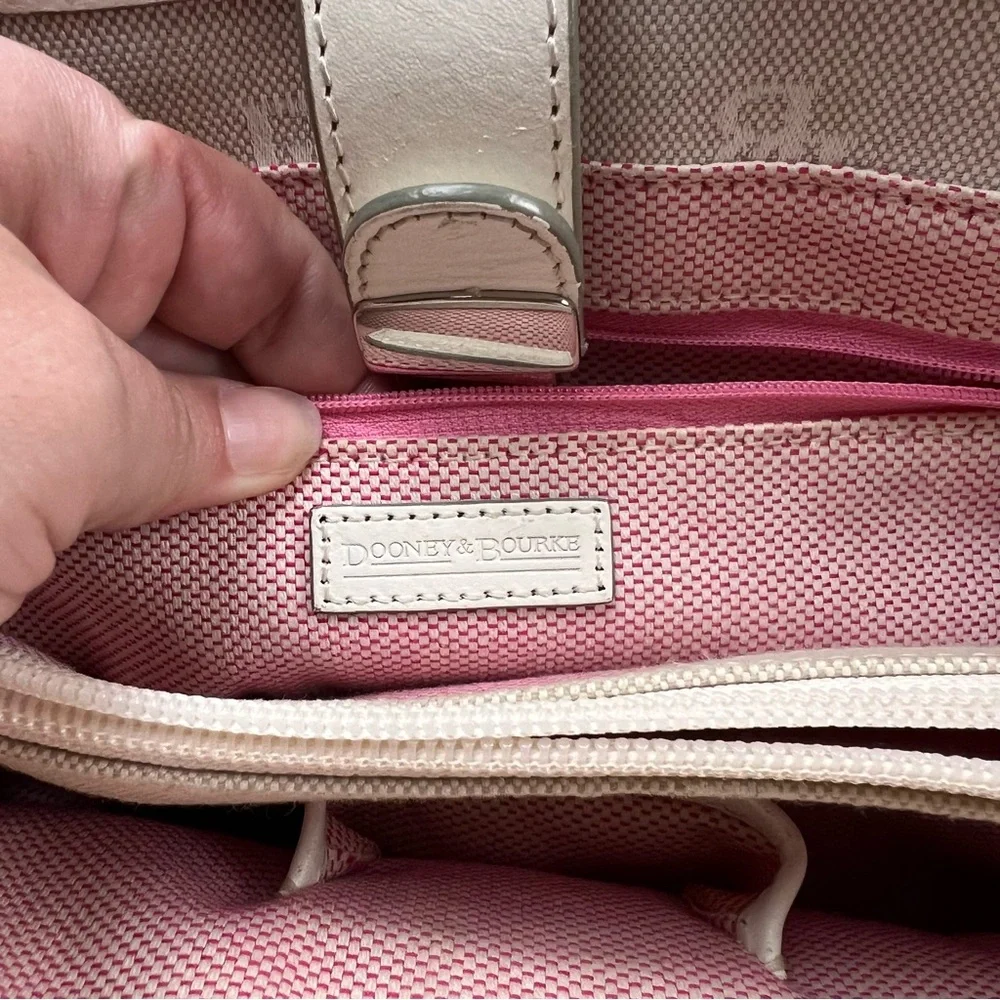 Dooney & Bourke Cream‎ Satchel with Logo Pattern Shoulders Bag